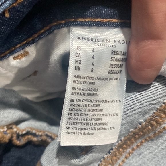American Eagle High Rise Jegging Distessed Size 4 Medium Wash - Picture 4 of 5